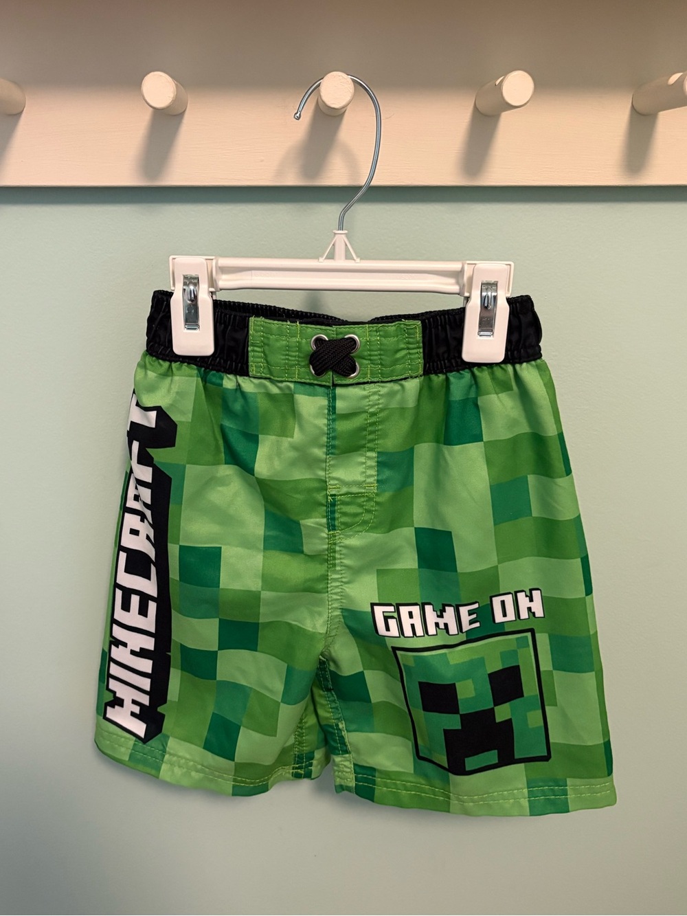 Minecraft Kids Green Camo Swim Trunks